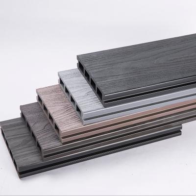 China Custom Interlock Wpc outdoor Decking 3D embossing houtkorrel Composite decking board China Hout Plastic textuur vloer Te koop