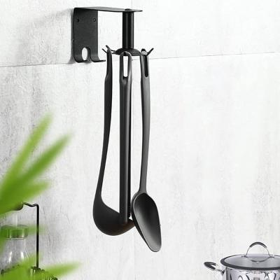 China Modern Kitchen Utensil Holder Top Mounted 360 Degree Ritatable Kitchen Soft Hooks For Spatula Spoon Cutting Board for sale