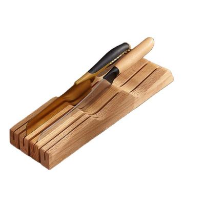 China Good Price Viable Oak Wood Kitchen In Drawer Knife Holder Block Storage For Chef Knife for sale