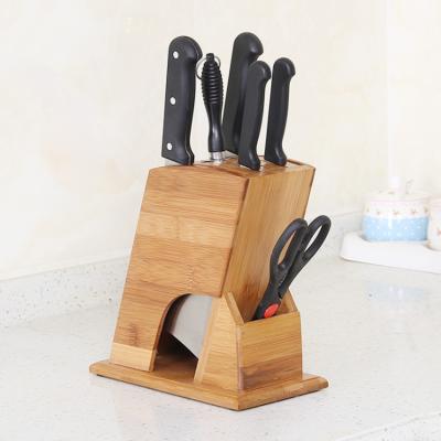 China Viable Wholesale Natural Bamboo Knife Block Holder Without Knives For Easy Kitchen Knife Storage for sale