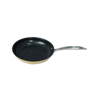 China Kitchenware Large Size Diameter 24cm Triple Clad Copper Bottom Sustainable Non Stick PTFE Coating Frying Pan for sale