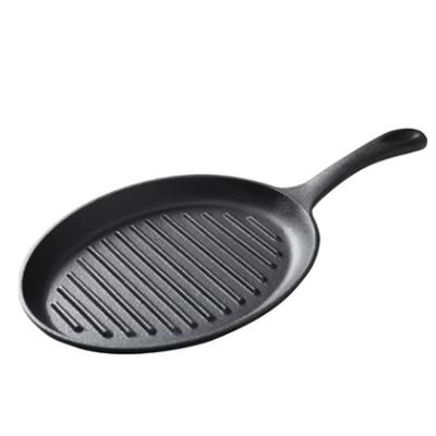 China Wholesale Viable Cast Iron Flat Bottom Steak Sizzling Fish Frying Pan Fajita Pans Skillet for sale