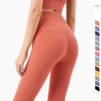 China 2022 Nude Skin-Friendly Antibacterial Lulu Yoga Pants Female Shark High Waist Peach Fitness Pants Leggngs for sale