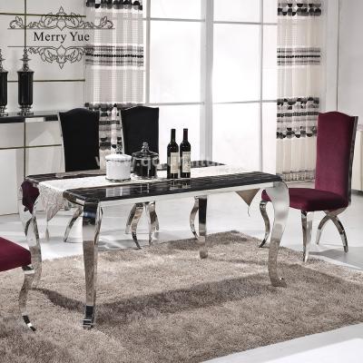 China Marble Top Rectangular Marble Dining Table Set Dining Table Furniture Marble Top and Metal Dining Leg Set for sale