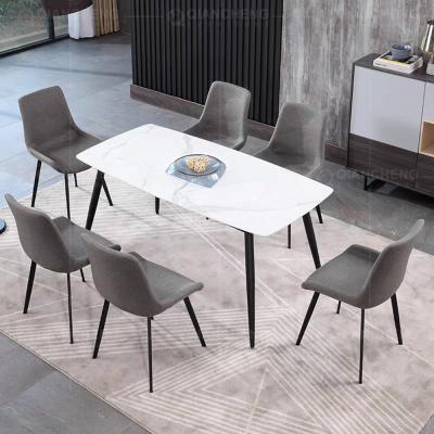 China Modern Black Stone Iron Table Legs Sintered Metal Frame Stable Dining Table Chairs 10 Seater Dining Table for sale