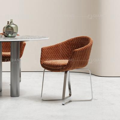 China Modern Velvet Fabric Dining Room Rest Dining Back Chairs Stainless Steel Metal Legs Velvet Dining Chairs for sale