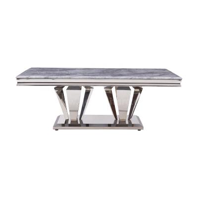 China Modern small coffee table for living room SS gray marble steel tube tea table coffee table for sale