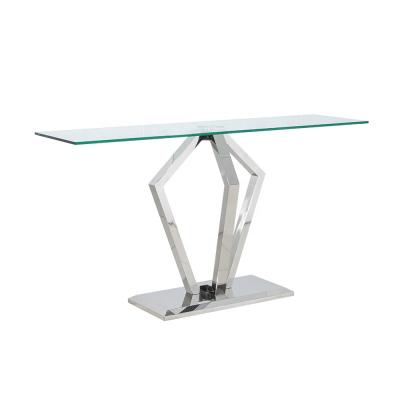 China Modern design entryway stable console table glass top steel mirrored console tables for sale