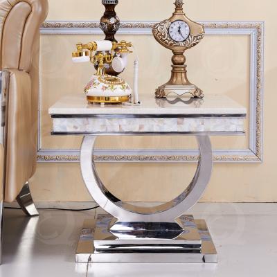 China Nordic marble top side coffee table stainless steel living room sofa end side modern marble table for sale