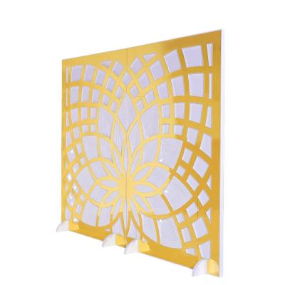 China Golden Stainless Steel Hotel Furniture Screen Rack Stainless Steel Background Wedding Decoration for sale