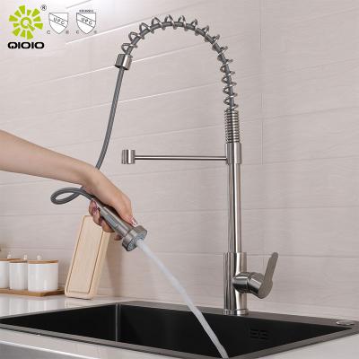 China Modern cUPC High Quality 304 Stainless Steel Low Lead Deck Mounted Pull Out Hot Cold Mixer Kitchen Faucets for sale