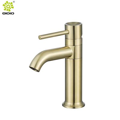 China New Series Golden Brushed 304 Stainless Steel Metered Bathroom Sink Faucets Hot And Cold Mixing Faucet for sale