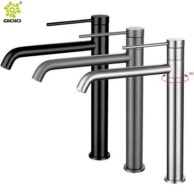 China Metered Faucets Round 360 Rotate Style Simple Minimalist Modern Bathroom Basin Bathroom Faucet Slim Mixer for sale