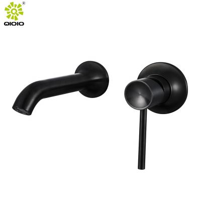 China Metered Faucets One Handle Gun Black 304SS Brushed Hot Cold Water Concealed Two Hole Bath Basin Bathroom Faucet for sale