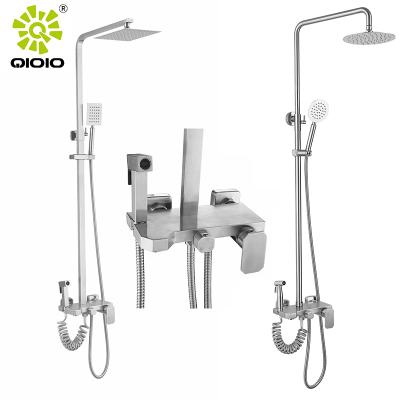 China Hot And Cold Without Shower Sliding Bar 4 Function Shower System 304 Stainless Steel Bidets Sprayer Set for sale