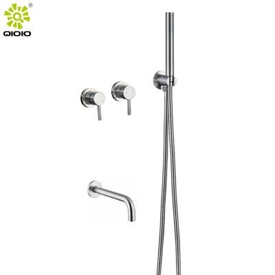 China Wall Mounted Integrated Shower Faucets Concealed Bathroom Shower System Metered Combo Set Hand Held Shower Combo Set for sale