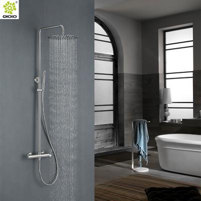 China With Sliding Bar Stylish New Kaiping QIOIO Stainless Steel 304 Swept Bathroom Exposed 2 Function Mixer Shower Set for sale