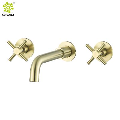 China Wall Mounted Concealed Basin Mixer Tap Modern High Quality 304 Stainless Steel Double Handles for sale