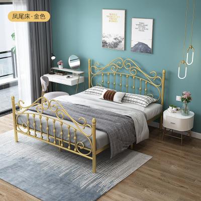 China (Size) European-style simple single adjustable princess wrought iron bed iron frame steel frame child double 1m1.2m 1.5m 1.8m. for sale