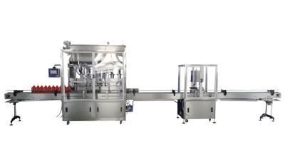 China Stainless Steel Automatic Liquid Filling Machine 24-32 Bottles / Minute Production Rate for sale