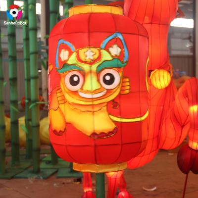 China Outdoor Silk Fabric Lantern Lights Antique Chinese Red Silk Lantern For Park Lantern for sale