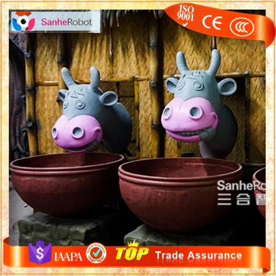 China Waterproof Life Size Fiberglass Cow Silicone Rubber Animal Head Wall Decoration for sale