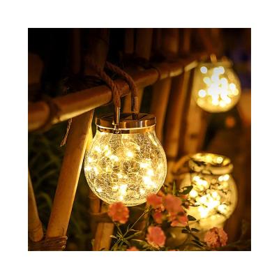 China 20 LED Crackle Glass Solar Ball IP65 Waterproof Outdoor Solar Powered Garden Lights For Decoration for sale