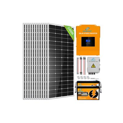 China Wholesale 2300W 12V 24V Full Microwave Off Grid Panel Solar Power System For Home With Battery Included for sale