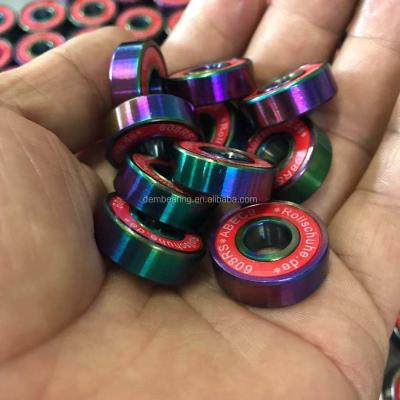 China Long Life High Speed ​​Colored Titanium Plated Bearing 608 ABEC-7 ABEC-9 ABEC-11 Skateboard Bearing 608RS for sale