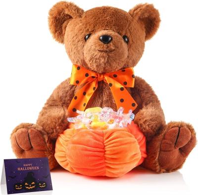 China Halloween Bear Plush Toy Bear With Pumpkin Basket Toy Halloween Stuffed Teddy Bear for sale