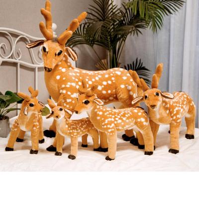 China Realistic Super Soft Cute Animal Adult Home Sika Deer Plush Stuffed Toy Doll Kids Gift Decor Cute Sika Deer for sale