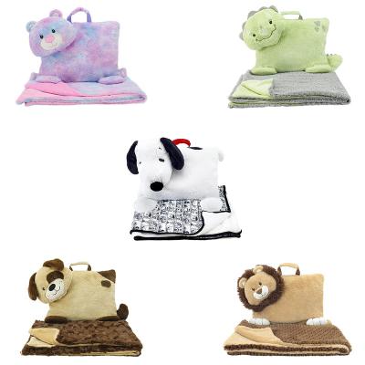 China 2022 Winter Plush Home Warm Cozy Soft Warm Blanket Animal Pillow Blanket 2 In 1 for sale