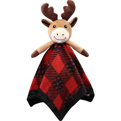 China Western Soft Moose Baby Blanket Security Blanket Plush Baby Blanket With Plush Toy for sale