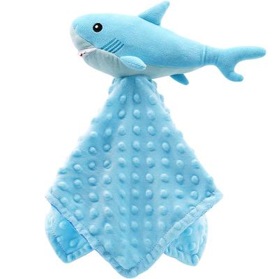 China Western Soft Shark Baby Blanket Security Blanket Plush Baby Blanket With Plush Toy for sale