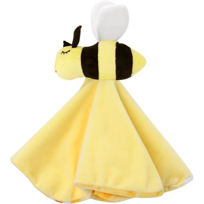 China Western Soft Bee Baby Blanket Security Blanket Plush Baby Blanket With Plush Toy for sale