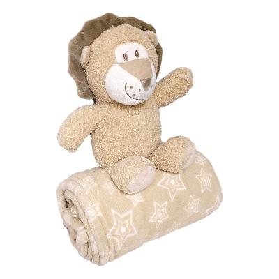 China Soft Cozy Warm Baby Unisex Soft Blanket with Small Plush Toy Lion Plush Toys for sale