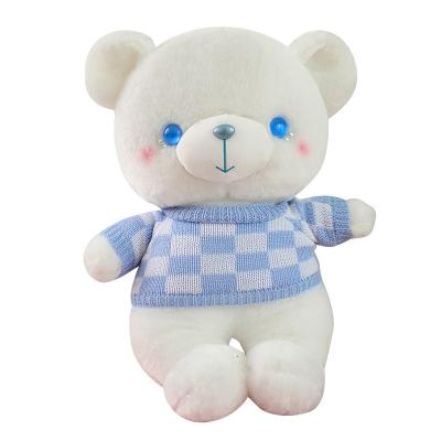 China 2022 New Product Design New Design Plush Doll Big Soft Stuffed Plush Doll Girls Cute Sweater Bear Plaid for sale