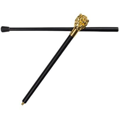 China Golden Europe Lion Head Metal Gentleman Walking Stick Shape Performance Stage Animal Cane 87cm 0.65kg for sale