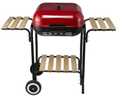 China Wholesale Adjustable Height Square Outdoor Camping Metal Charcoal Barbecue Red Steel Grill With Wheels for sale