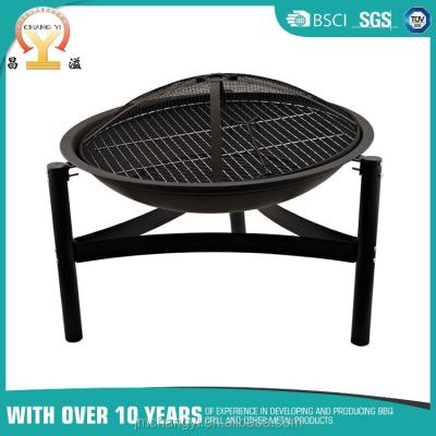 China 18 Inch Black Round Stocked Porcelain Enamel Chrome Plated Outdoor Portable Fire Pit for sale