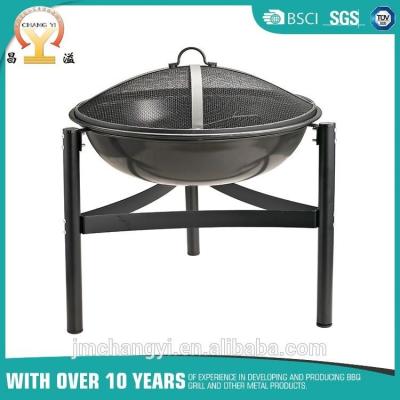 China Outdoor Round Garden Fire Pit With Three Leg Steel Patio Fire Pit for sale