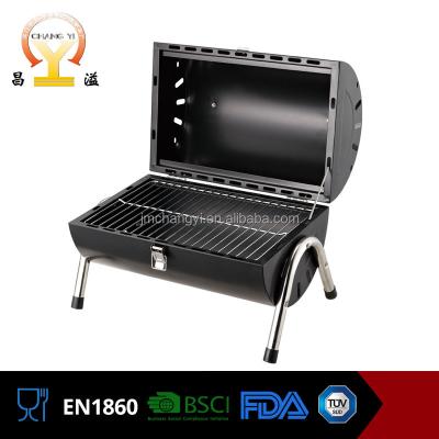 China Easily Assembled Cylindrical Portable Double Open Stainless Steel Charcoal Barbecue Grill for sale