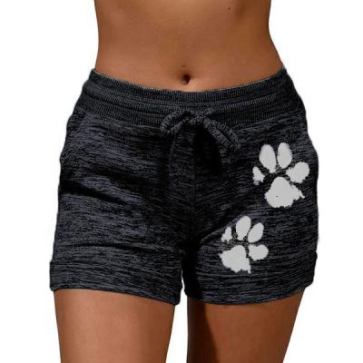 China custom logo DLL 2021 Anti-wrinkle new plus size abbreviation drawstring Paw Print women's lounge workout gym pockets fat sports shorts for sale