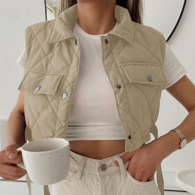 China Newest DLL Design QUICK DRY Women's Winter and Autumn Casual Soft Short Vest Women's Pocket Jackets for sale