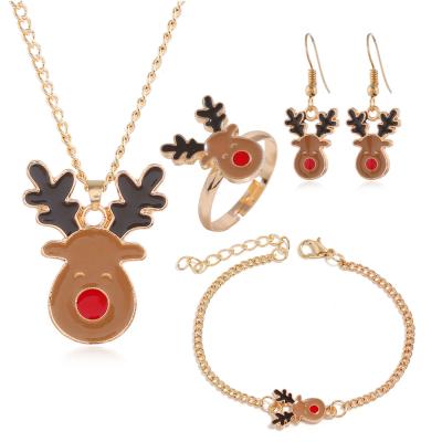 China Cute Party Jewelry For Ladies Cute Christmas Reindeer Earrings Fashion Christmas Jewelry Set for sale