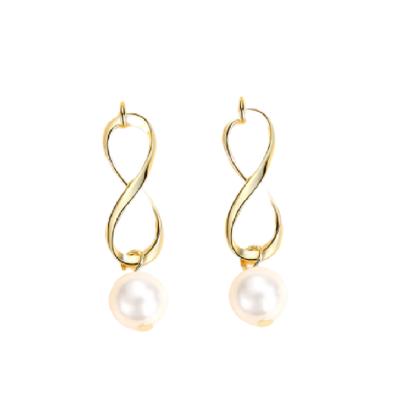 China High Quality Korean Style Women Jewelry With 925 Silver Fine Gold Plated Knot Earrings Pearl Earrings 14k Jewelry for sale