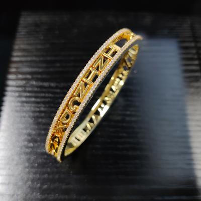 China OEM Pulseras Brazaletes Acero Inoxidable Diamond Bracelet Women 18k Gold Duoying DIY Personalized Name Sliding Charms Slider Bracelet for sale