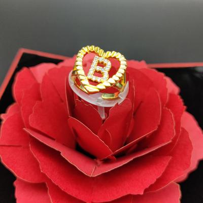 China Adjustable Gold Ring Women's Jewelry Uppercase Gold Plated Ring Copper Tasty Metal OEM anillos de oro de Duoying High Quality for sale