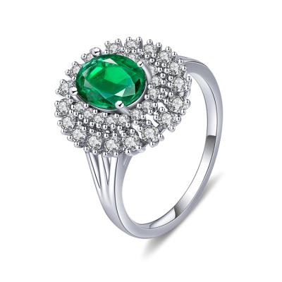 China Classic Vintage Full Diamond Green Zircon Royal Princess Ring Gemstone Ring Diamond Ring for sale