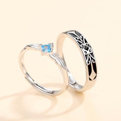 China 2020 Hot Style Niche Design Korean Couples Rings S925 Sterling Silver Princess and Knight Couples Rings for sale